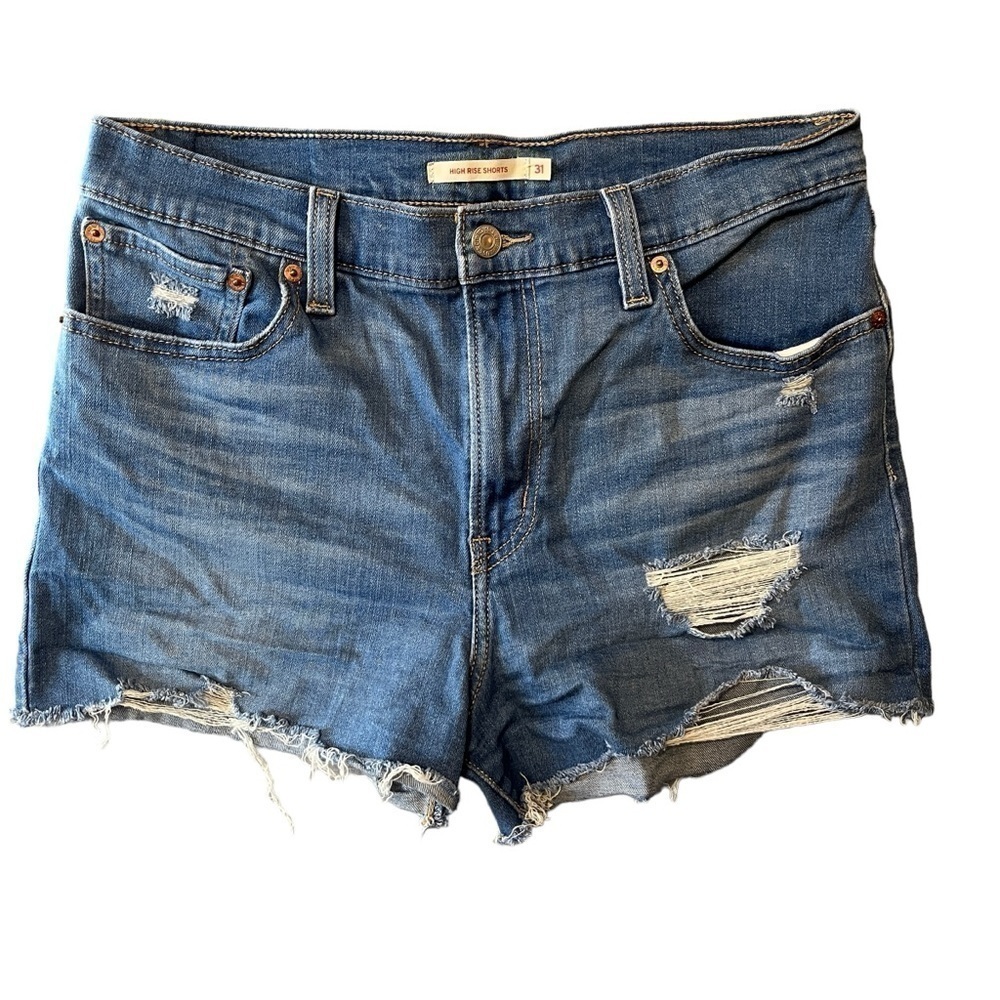 Levi ORIGINAL FIT HIGH RISE WOMEN'S SHORTS High Rise Cutoff. Blue. Size 31. #716 - Picture 5 of 9
